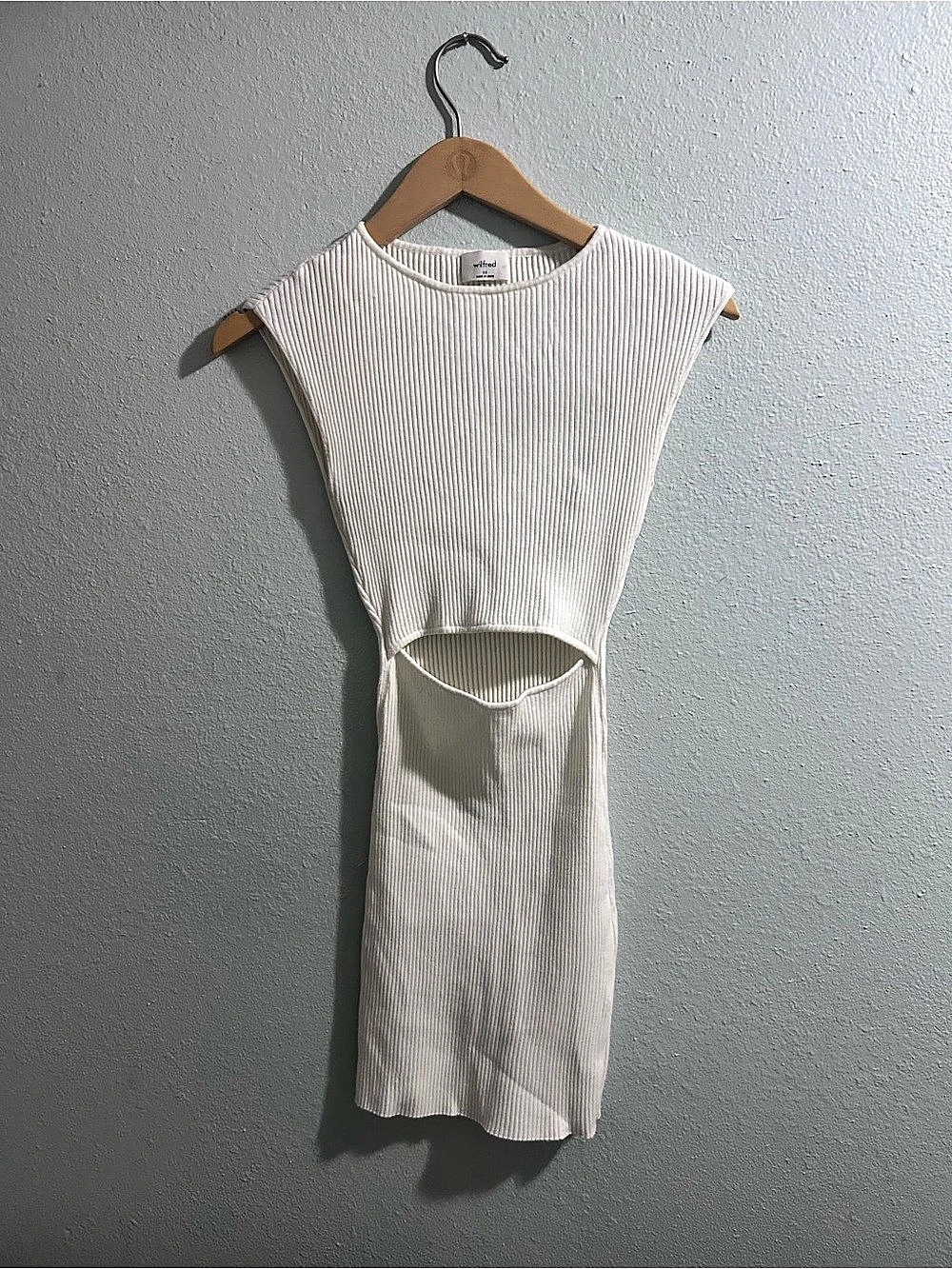 Wilfred Cut-Out Knit Mini Dress Ribbed White XS